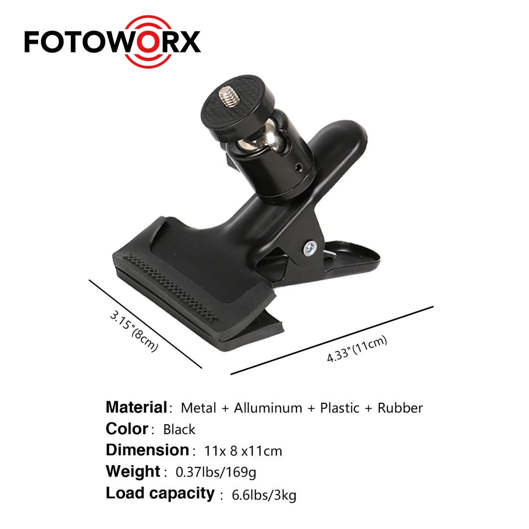 Tripod Camera Clip Clamp Holder Mount with 360 Swivel Ball-Head