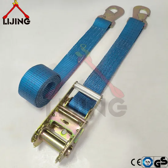 Alça de amarração de catraca de poliéster com gancho duplo J (personalizada)